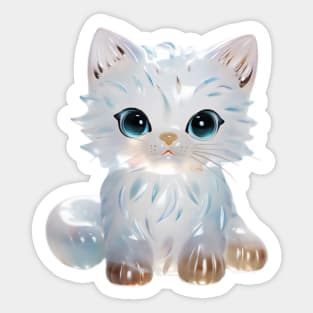 Cute Glass Cat Design Sticker